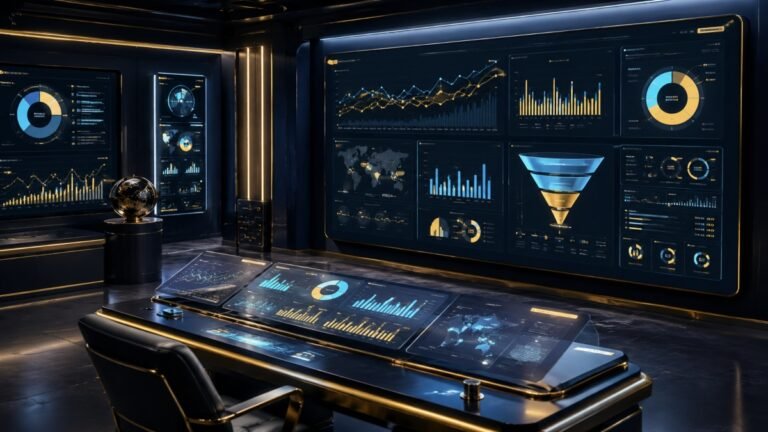 Luxury data-driven marketing dashboard with analytics, ROI growth, and campaign performance insights